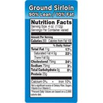 Ground Sirloin 90% Lean / 10% Fat Label