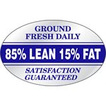 85% Lean 15% Fat Ground Fresh Label