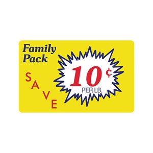 Family Pack / Save 10¢ / lb Label
