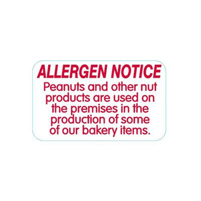 Allergen Notice (Peanuts & other) Label