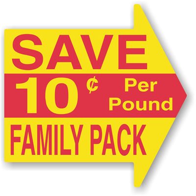 Save Family Pack 10¢ per Pound Label