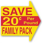 Save Family Pack 20¢ per Pound Label