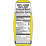 Ground Beef 80% / 20% w / nutritional Fact Label