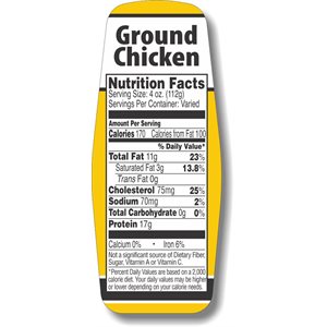 Ground Chicken w / nutritional Fact Label