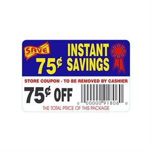 Instant Savings-75¢ Off(tearoff) Label