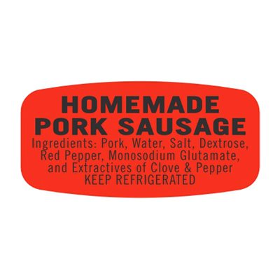 Homemade Pork Sausage (w / ing) Label