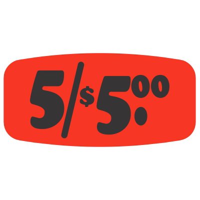 5 / $5.00 Label