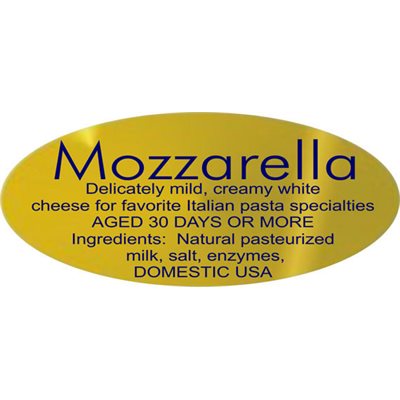 Mozzarella aged 30 days Label