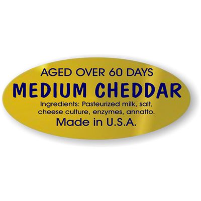 Medium Cheddar (aged over 60) Label