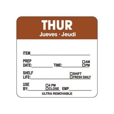 Thur Jueves Jeudi Prep / Use By Label