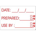 Date Prepared Use By Shelf Life Label